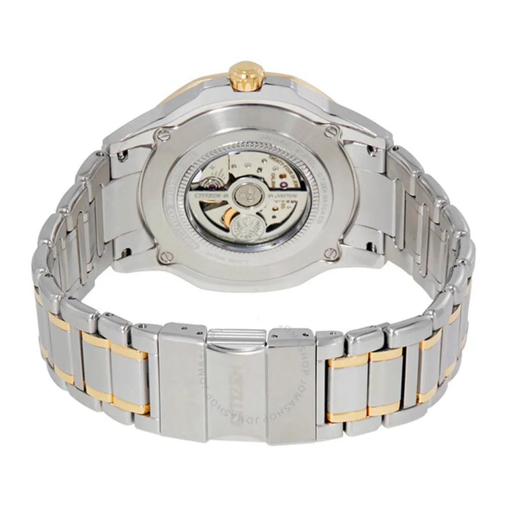 Citizen Signature Mens Two-Tone Stainless Steel Bracelet Band Black Quartz Dial Watch - NB4014-56E