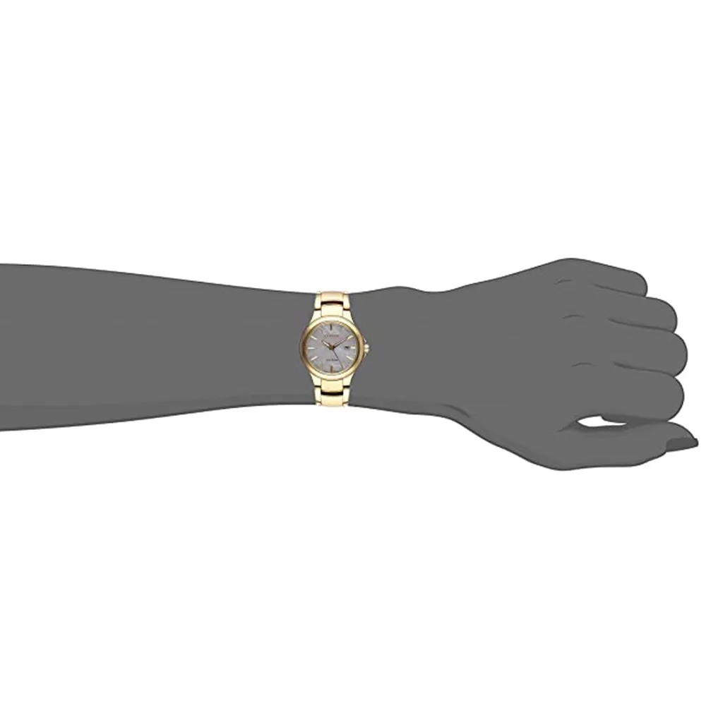 Citizen Womens Chandler Mother of Pearl Dial Gold Band Stainless Steel Watch - EW2522-51D