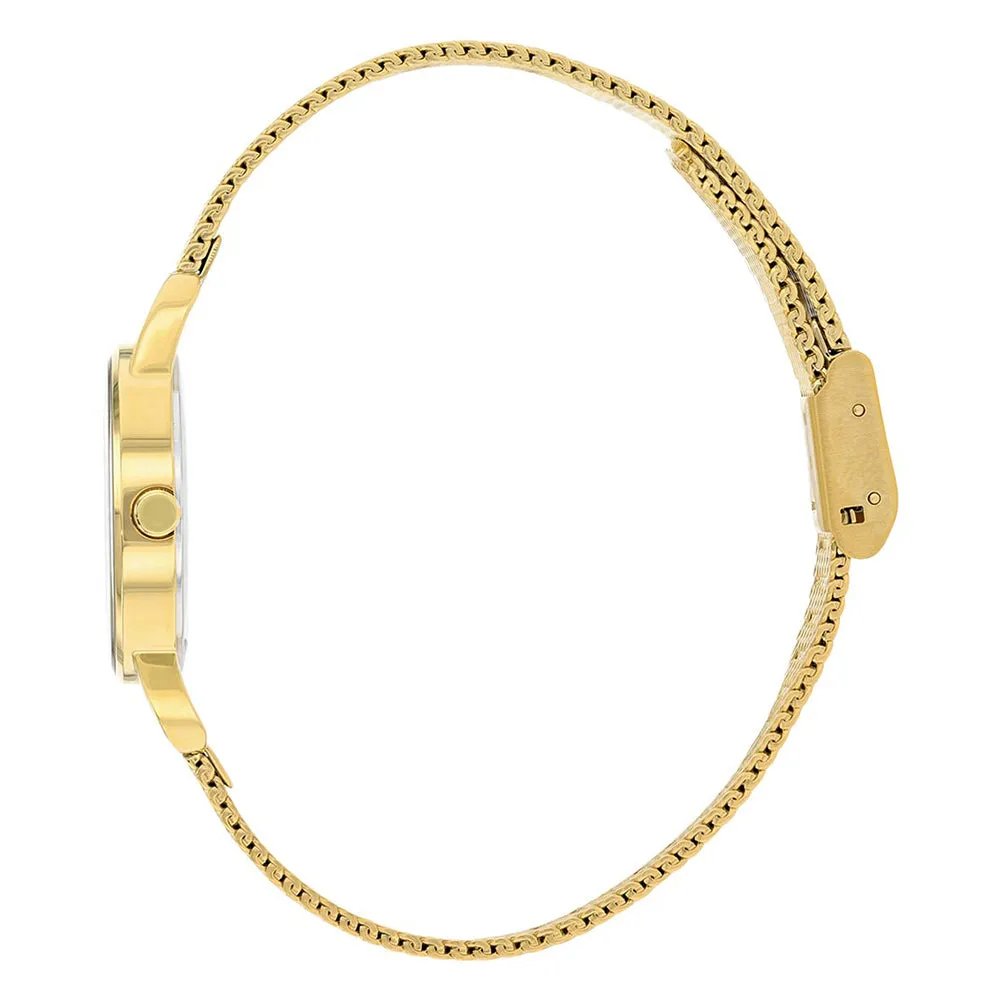 Citizen Womens Gold Tone Stainless Steel Band Black Quartz Dial Watch - EZ7002-54E