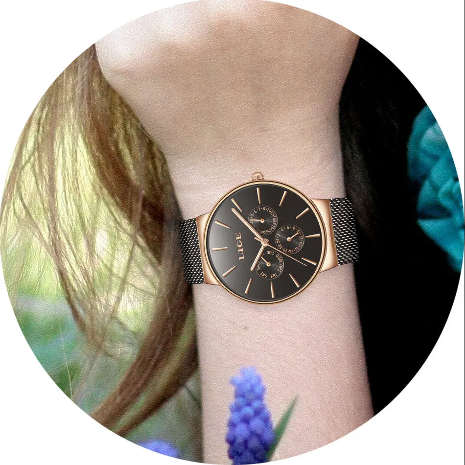 Classic Women Rose Gold Top Brand Luxury Laides Dress Business Fashion Casual Waterproof Watches