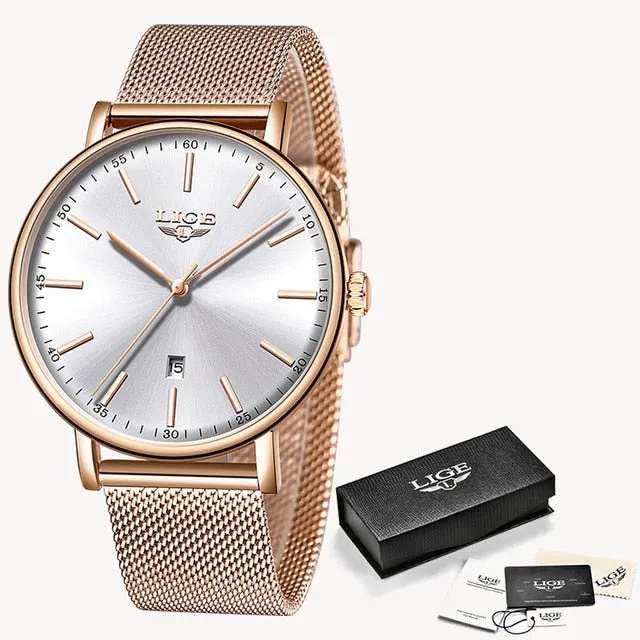 Classic Women Rose Gold Top Brand Luxury Laides Dress Business Fashion Casual Waterproof Watches