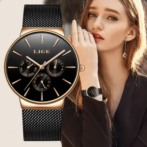 Classic Women Rose Gold Top Brand Luxury Laides Dress Business Fashion Casual Waterproof Watches