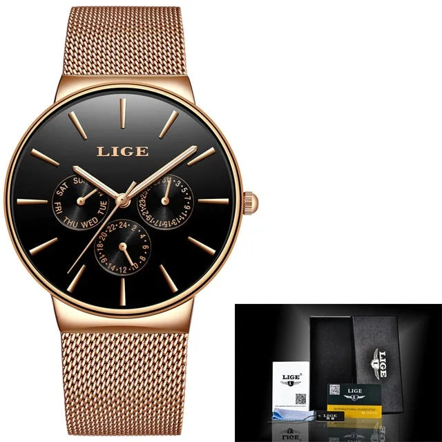Classic Women Rose Gold Top Brand Luxury Laides Dress Business Fashion Casual Waterproof Watches