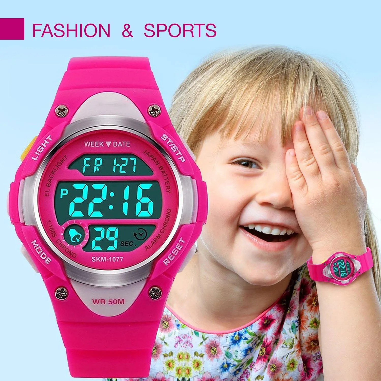 cofuo Boys Girls Sport Digital Watch, Kids Outdoor Waterproof Electronic Watches with LED Alarm Stopwatch