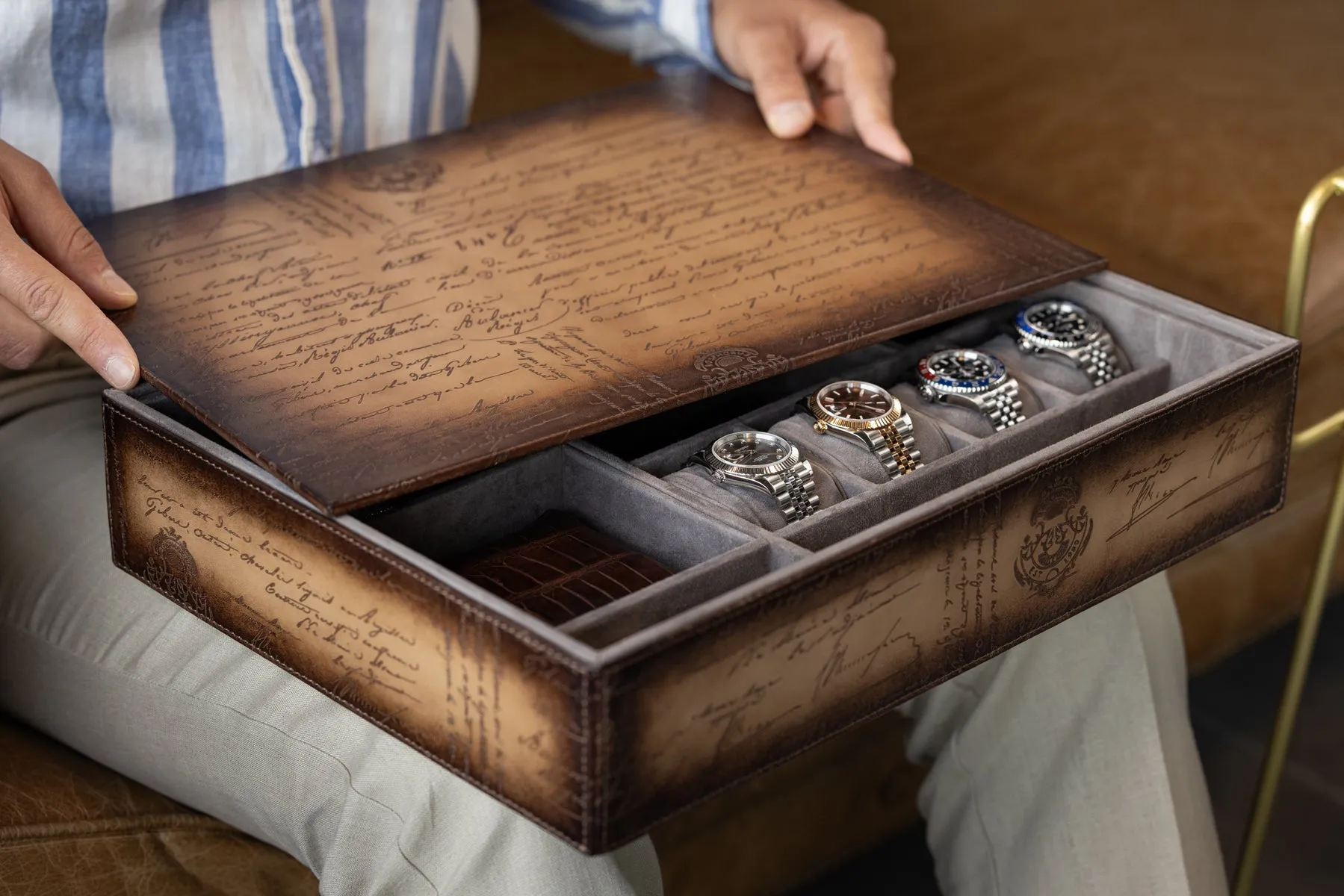 Daily Routines Tray - Parchment Patina Java Brown