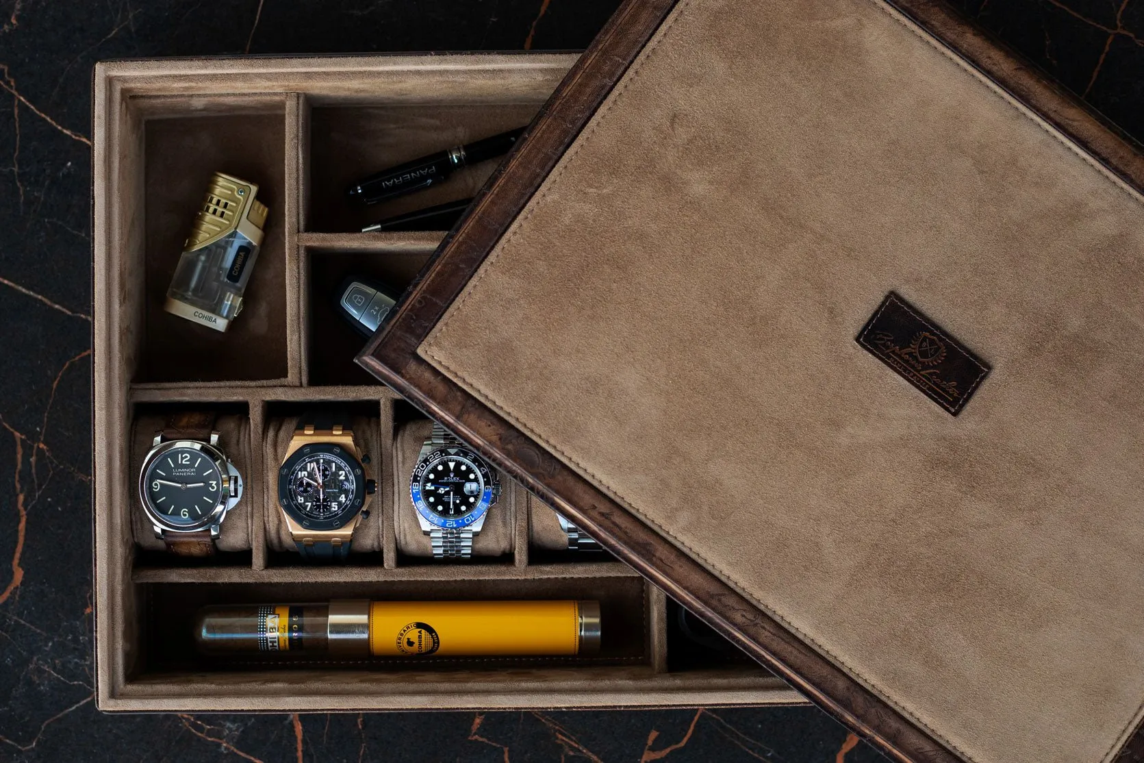 Daily Routines Tray - Parchment Patina Java Brown
