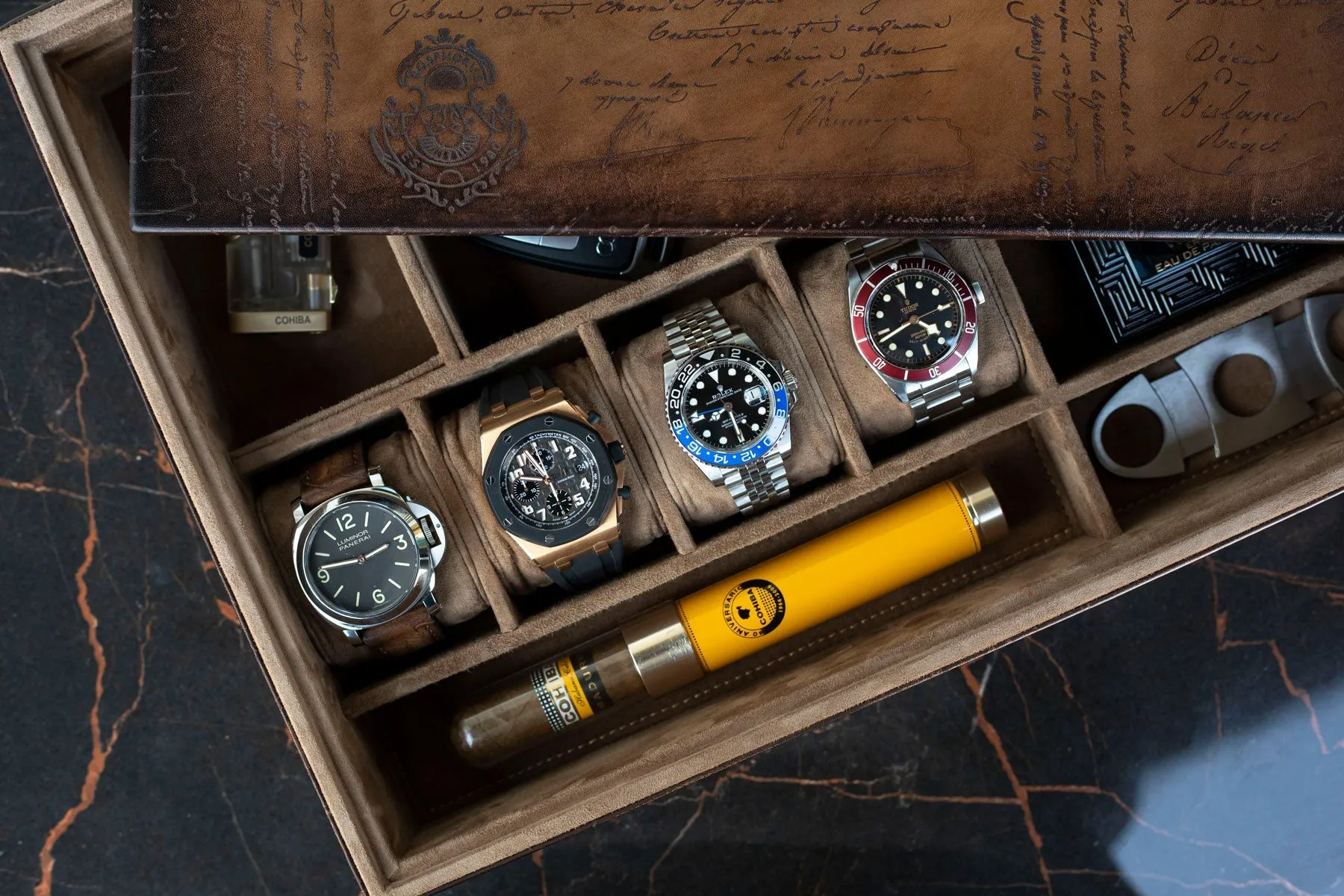 Daily Routines Tray - Parchment Patina Java Brown