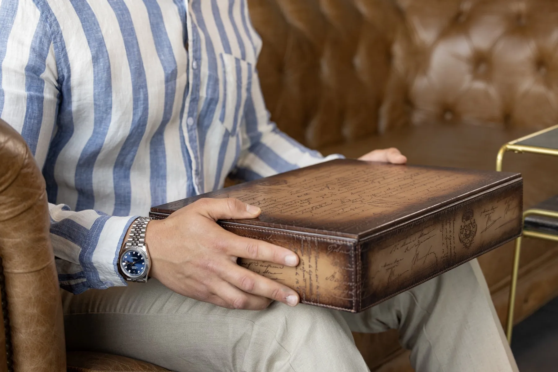 Daily Routines Tray - Parchment Patina Java Brown