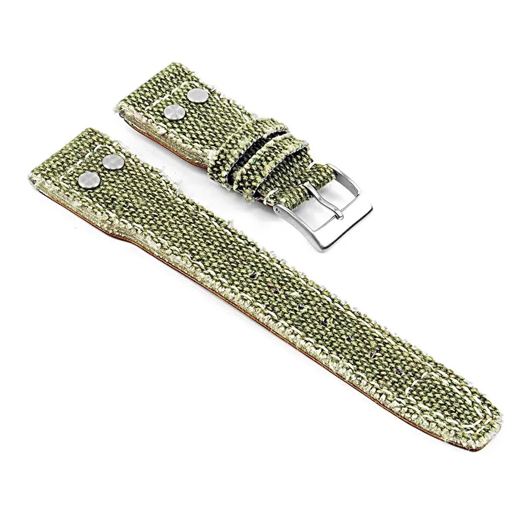 DASSARI Weave Frayed Edge Canvas Strap w/ Rivets