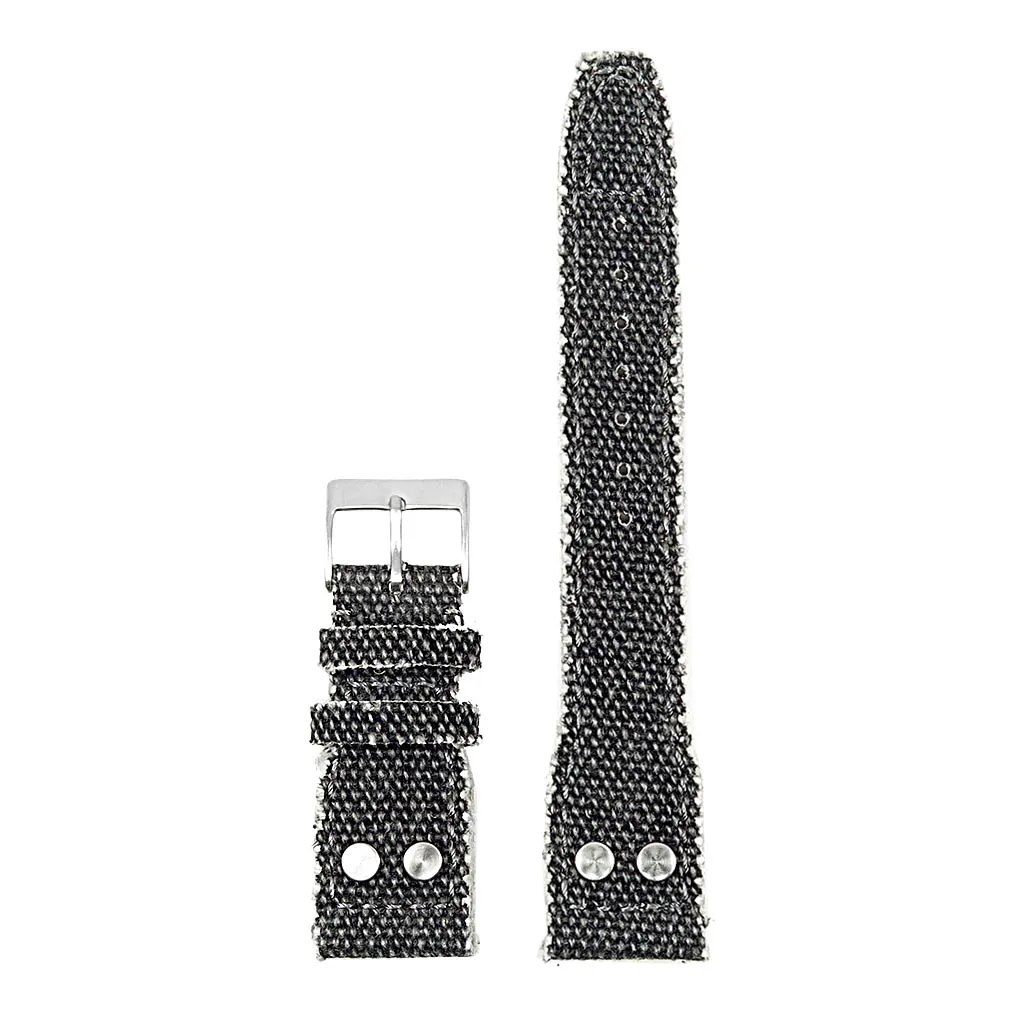 DASSARI Weave Frayed Edge Canvas Strap w/ Rivets