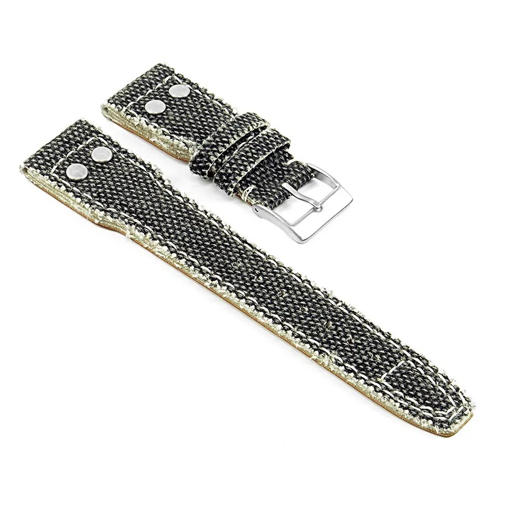 DASSARI Weave Frayed Edge Canvas Strap w/ Rivets