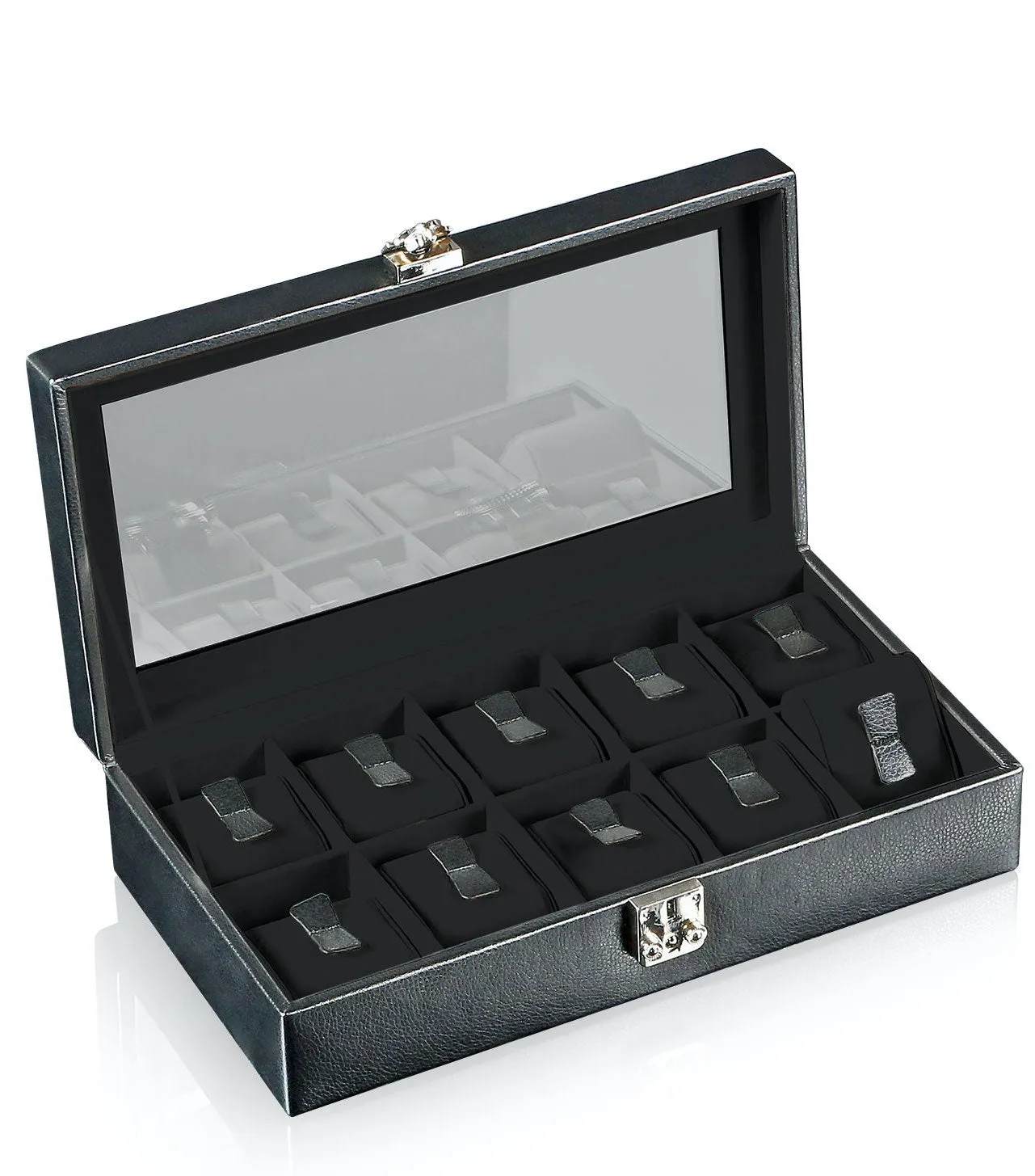 DH Watch Box With Viewing Window Solid 1 Black