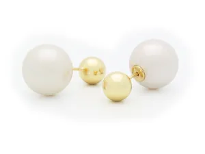 Double Sided Faux Pearl and Gold Earrings