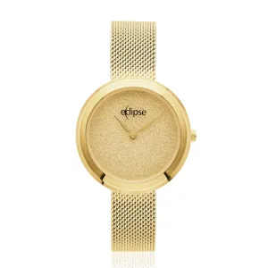 Eclipse Gold Tone Mesh Band 30WR Glitter Dial Watch