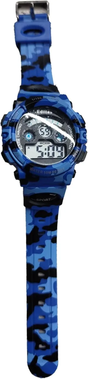 Edillas Kids Watches Boys Digital, 7 Colors 50M Waterproof Watches for Children Students Teenagers Sport Outdoor Multifunctional Wristwatches with Stopwatch/Alarm for Ages 7-15 Camo Blue
