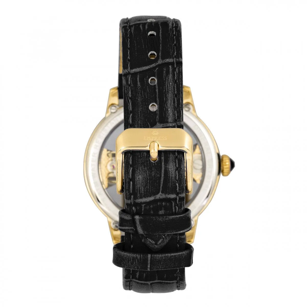 Empress Rania Mechanical Semi-Skeleton Leather-Band Watch