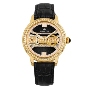 Empress Rania Mechanical Semi-Skeleton Leather-Band Watch