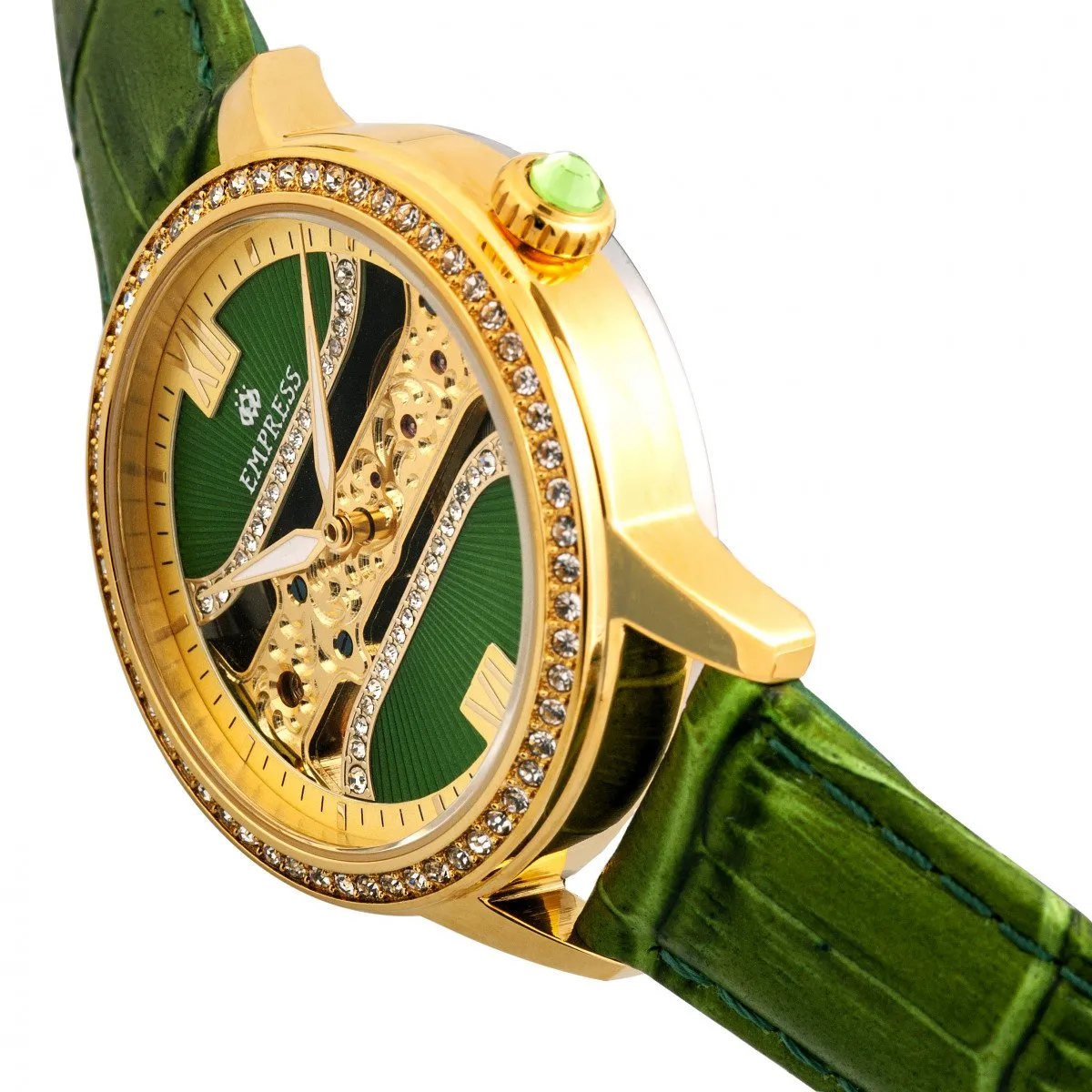 Empress Rania Mechanical Semi-Skeleton Leather-Band Watch