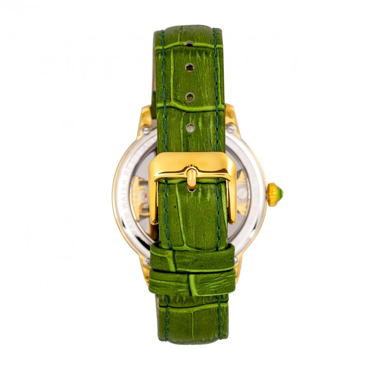 Empress Rania Mechanical Semi-Skeleton Leather-Band Watch