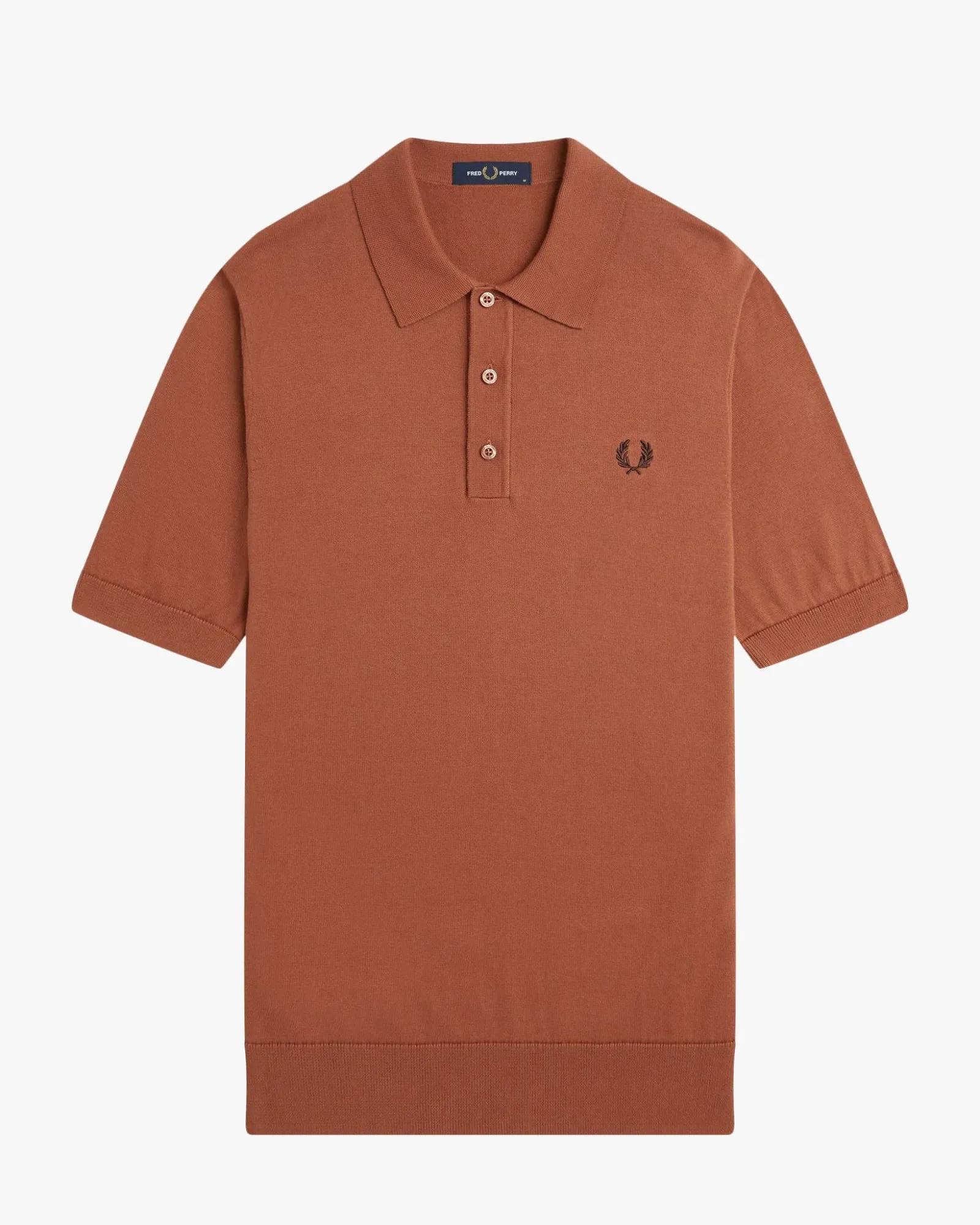 Fred Perry Cotton Knitted Polo Shirt - Cinnamon