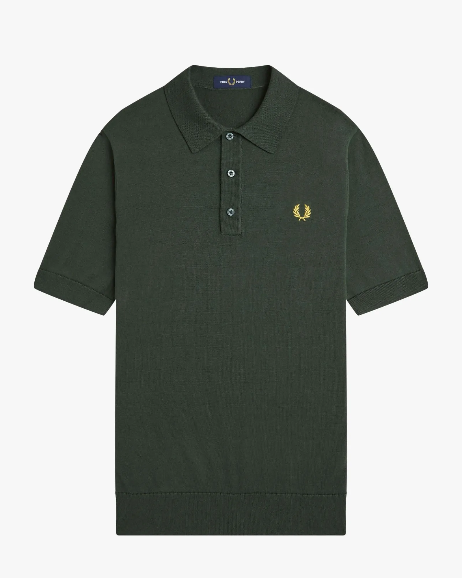 Fred Perry Cotton Knitted Polo Shirt - Court Green