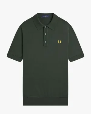 Fred Perry Cotton Knitted Polo Shirt - Court Green
