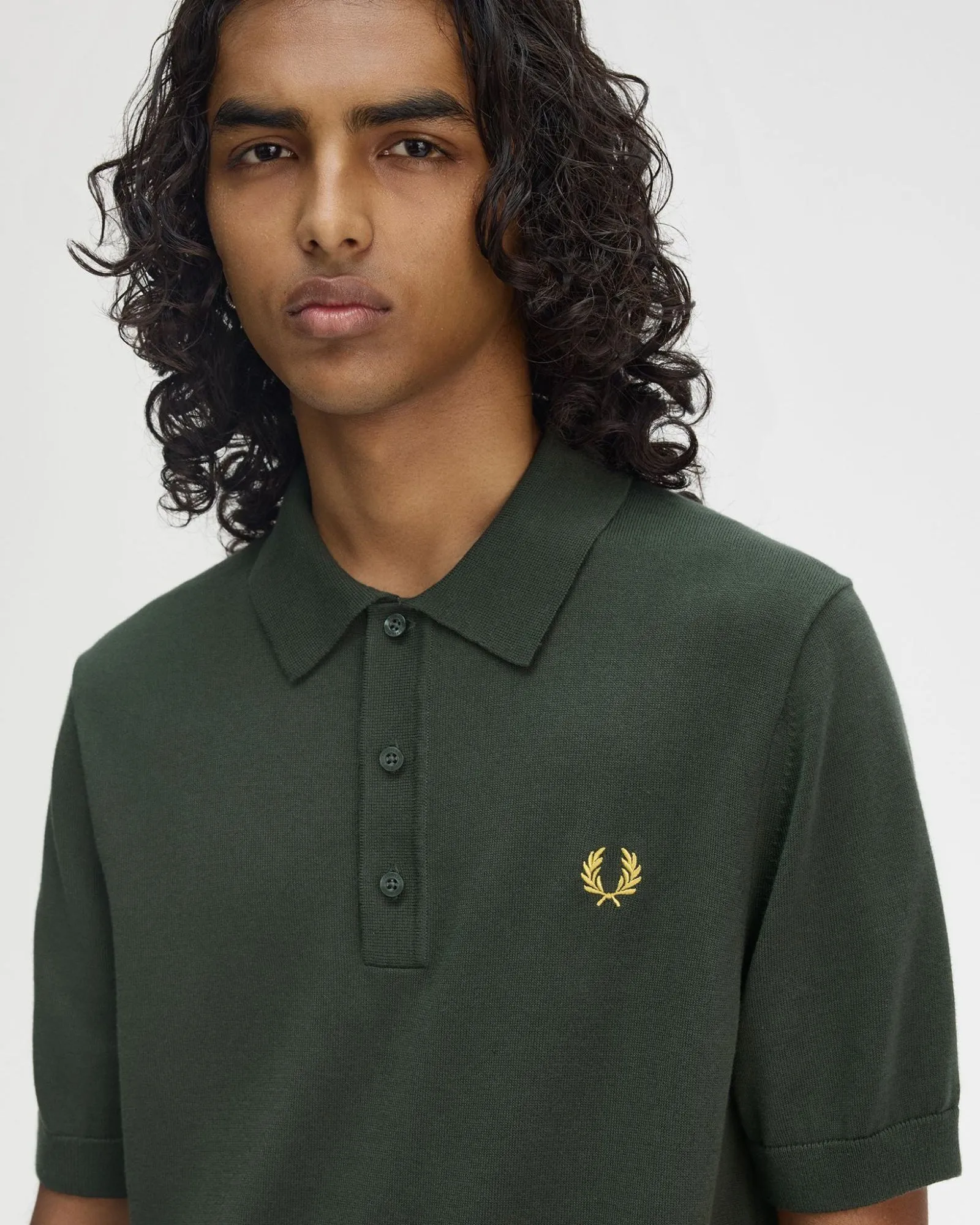 Fred Perry Cotton Knitted Polo Shirt - Court Green
