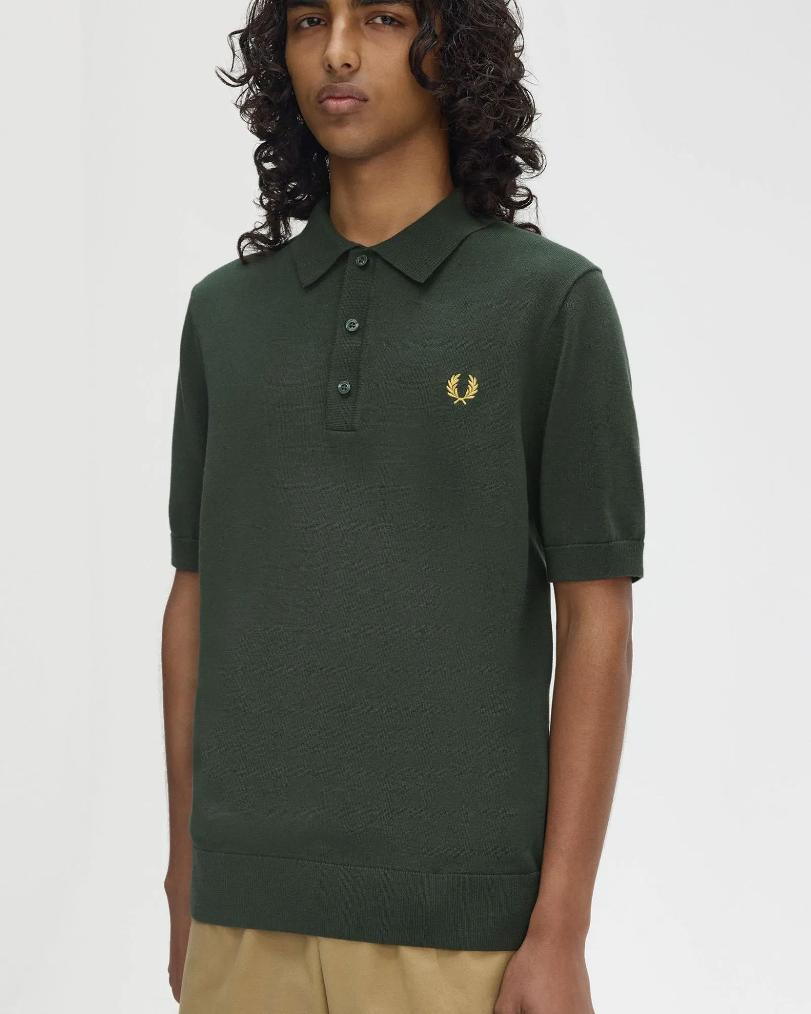 Fred Perry Cotton Knitted Polo Shirt - Court Green