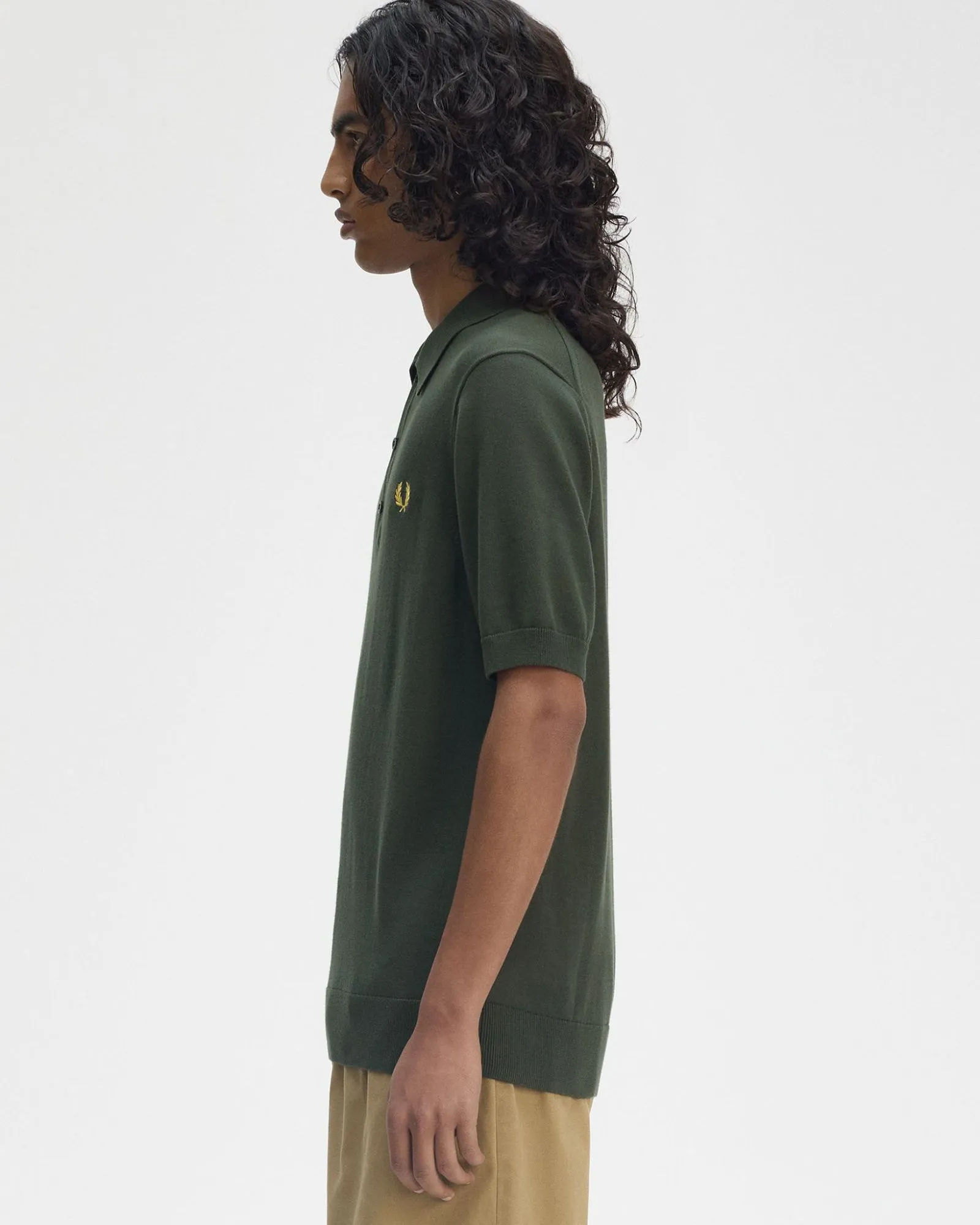 Fred Perry Cotton Knitted Polo Shirt - Court Green
