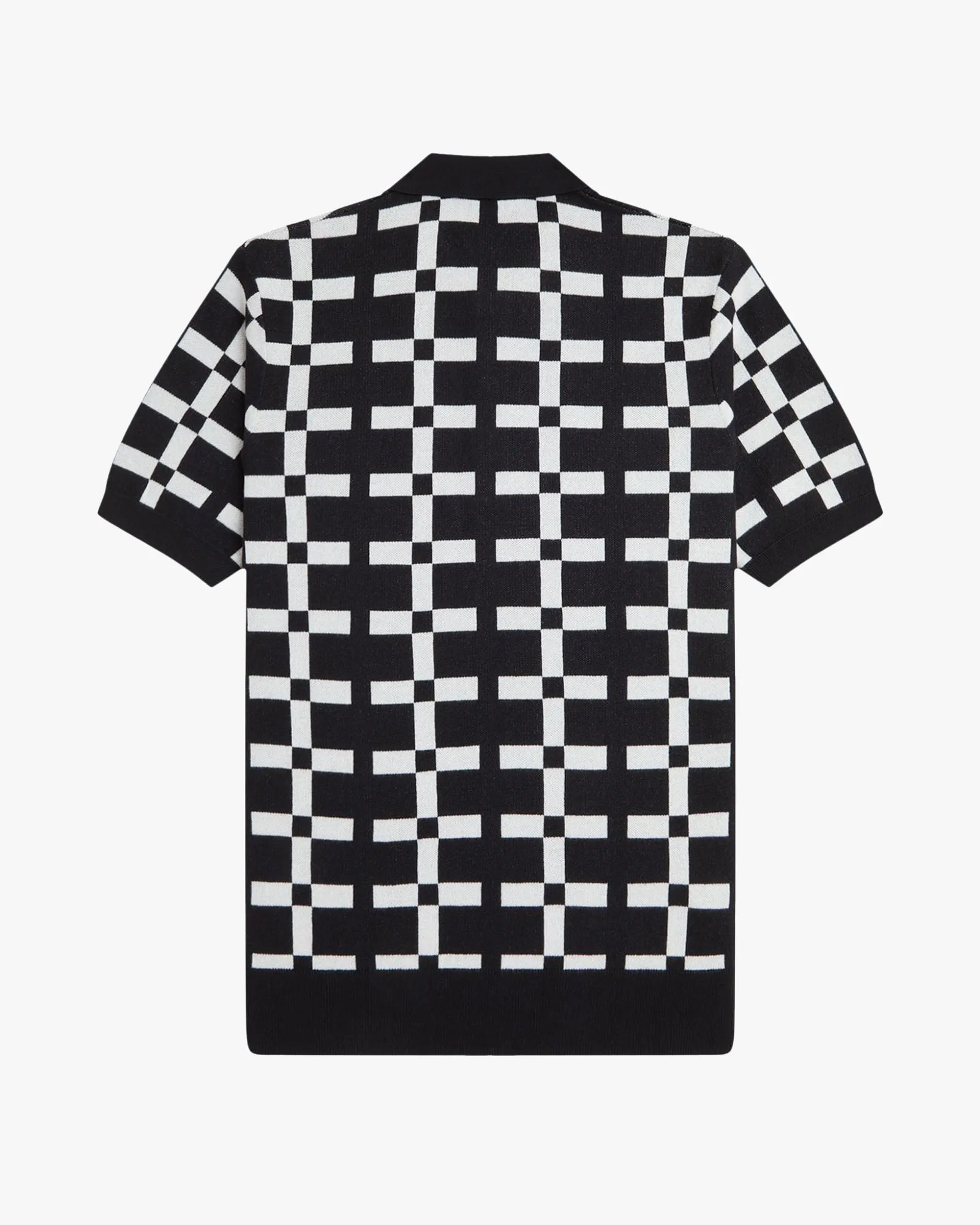 Fred Perry Geometric Jacquard Knit Polo Shirt - Black