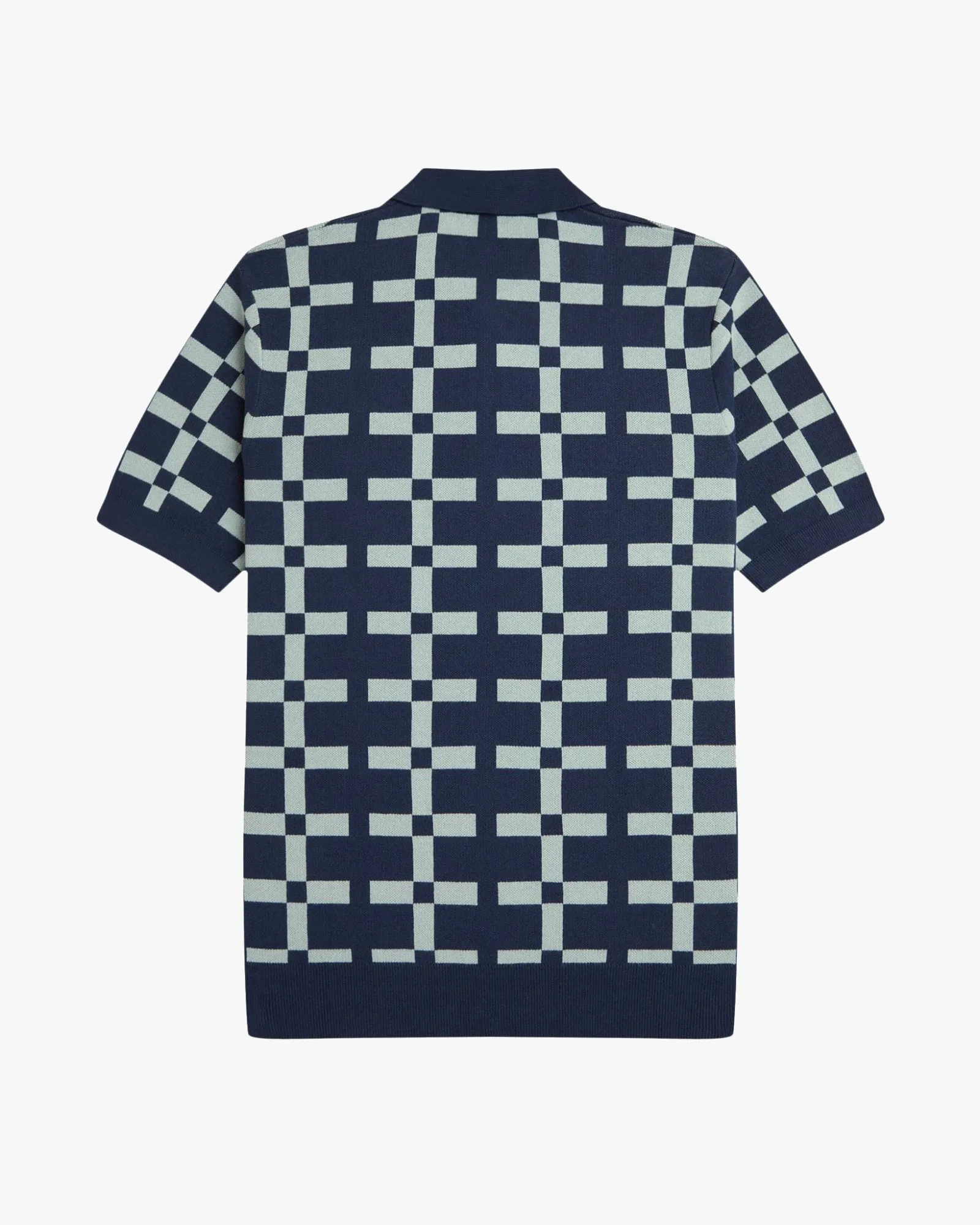 Fred Perry Geometric Jacquard Knit Polo Shirt - Tennis Blue