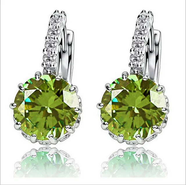 Free Shipping High Quality White Gold Color CZ Stone Zircon Hoop Earrings For Women Fashion Wedding Jewelry Earring 9 Colors