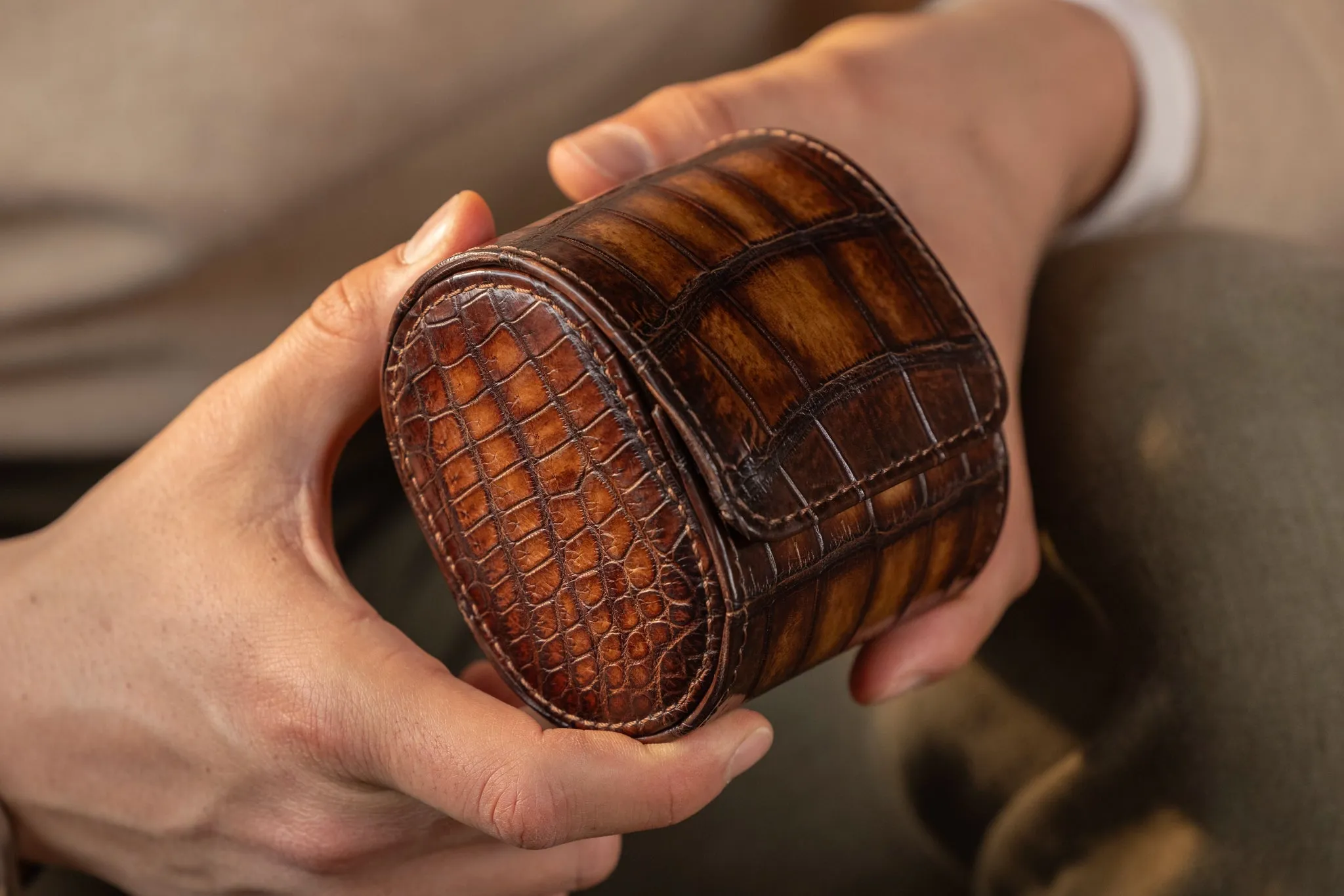 Galata Watch Roll - Alligator Brown For 1 Watch