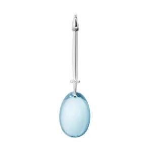 Georg Jensen Silver Dew Drop Blue Topaz & Diamond Pendant