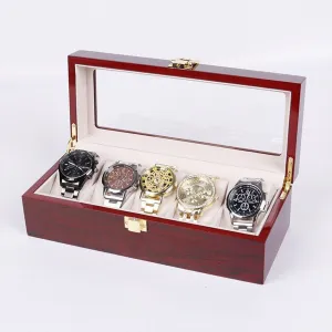 GOMINIMO 5 Slot Watch Display Box Red Wood