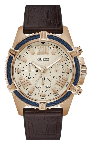 Guess Mens Rose Gold/Brown Multi-function Watch - GW0053G4