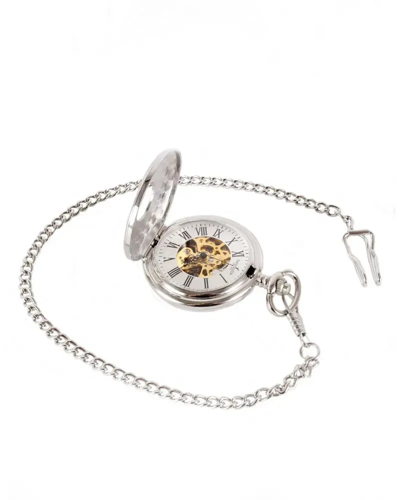 Half Hunter Mechanical Pocket Watch - Silver / Gold