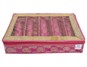 Heart Home Carry Design Laminated 4 Rod Box, Organizer For Bangle, Watches, Bracelets, Jewellery With Tranasparent Top (Pink)-47HH0110