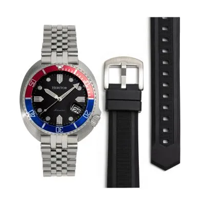 Heritor Automatic Matador Box Set with Interchangeable Bands and Date Display - Red/Blue - HERHR9303