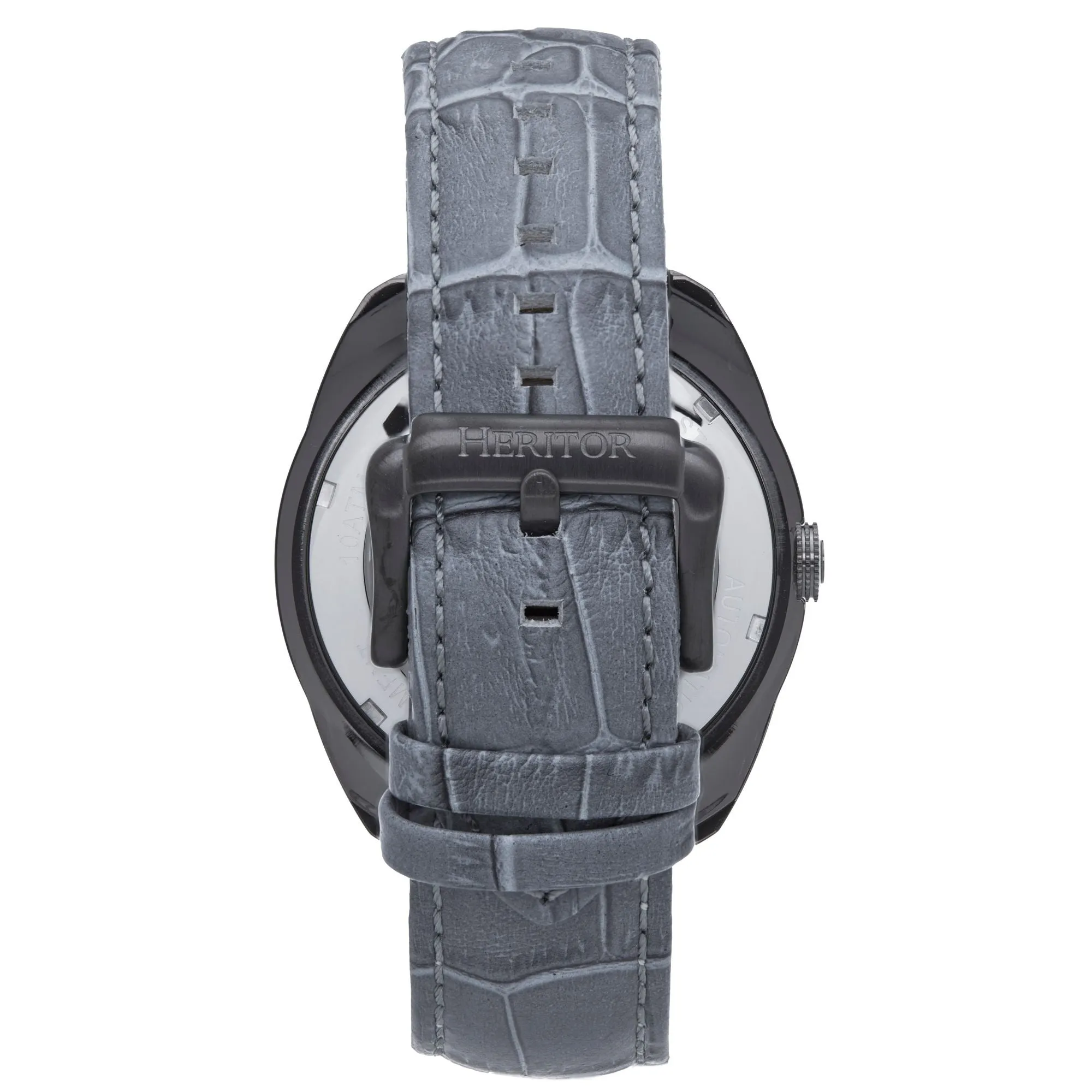 Heritor Automatic Roman Semi-Skeleton Leather-Band Watch