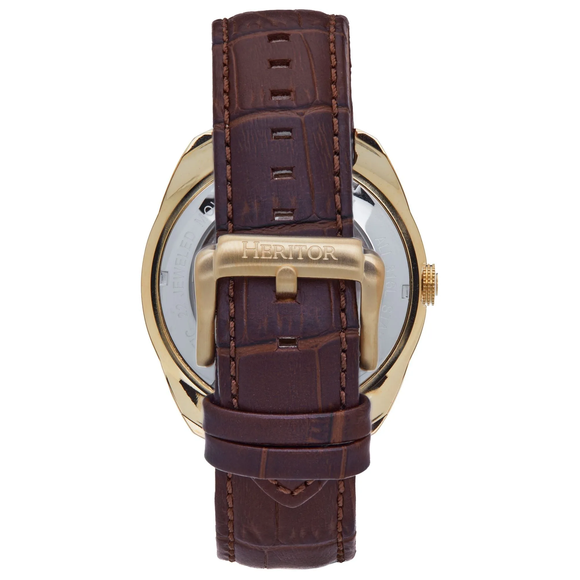 Heritor Automatic Roman Semi-Skeleton Leather-Band Watch