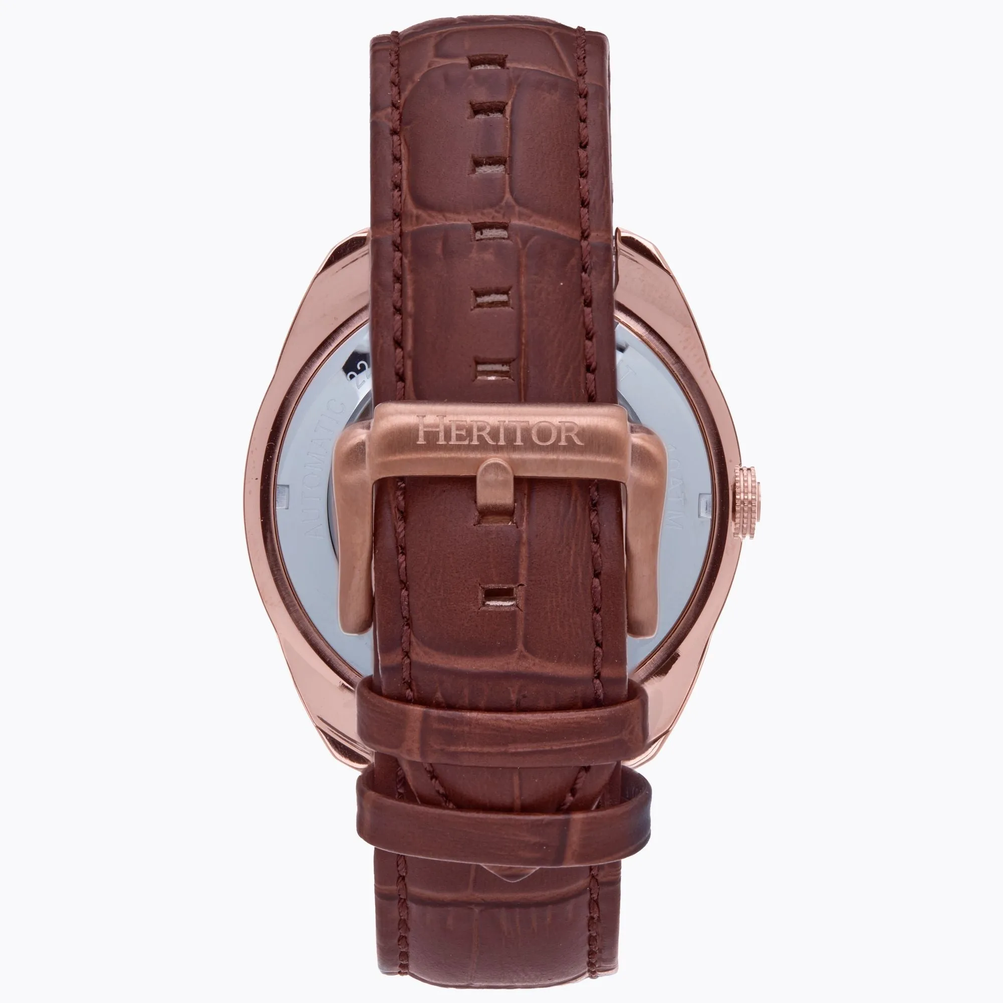 Heritor Automatic Roman Semi-Skeleton Leather-Band Watch