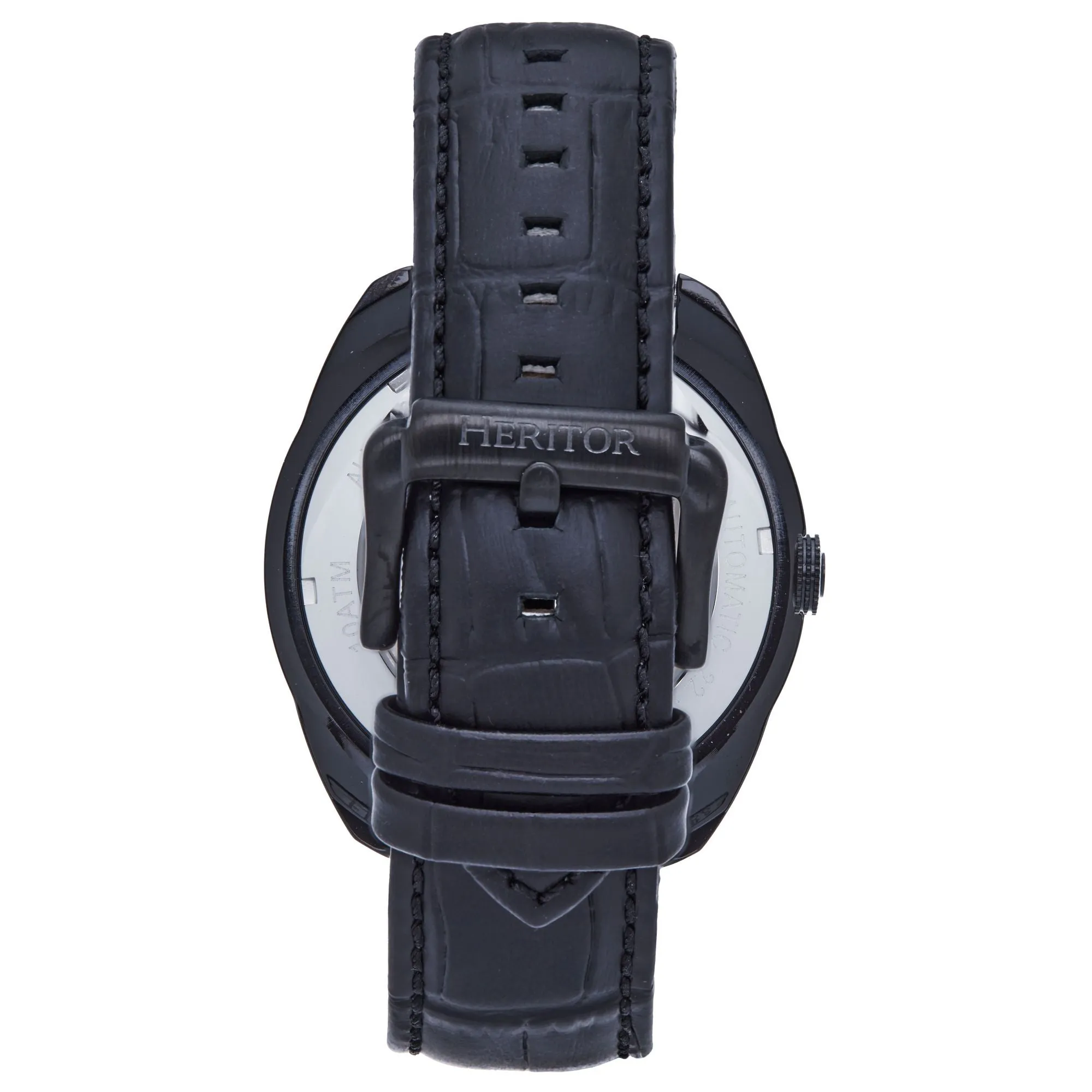 Heritor Automatic Roman Semi-Skeleton Leather-Band Watch