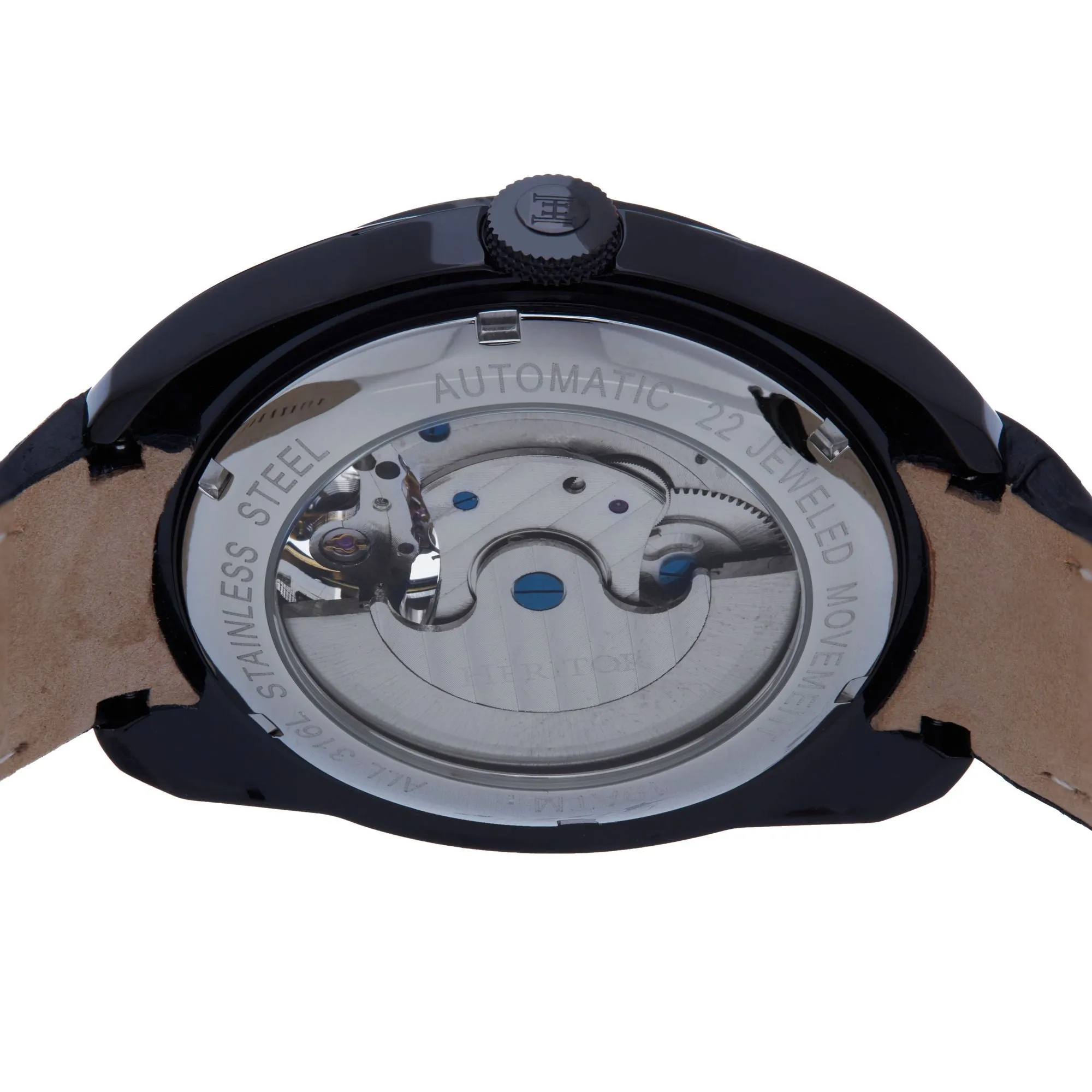 Heritor Automatic Roman Semi-Skeleton Leather-Band Watch