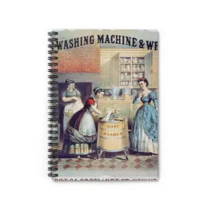 Home washing machine & wringer - A painting of women washing machines in a kitchen Spiral Bound Ruled Notebook with Printed Cover