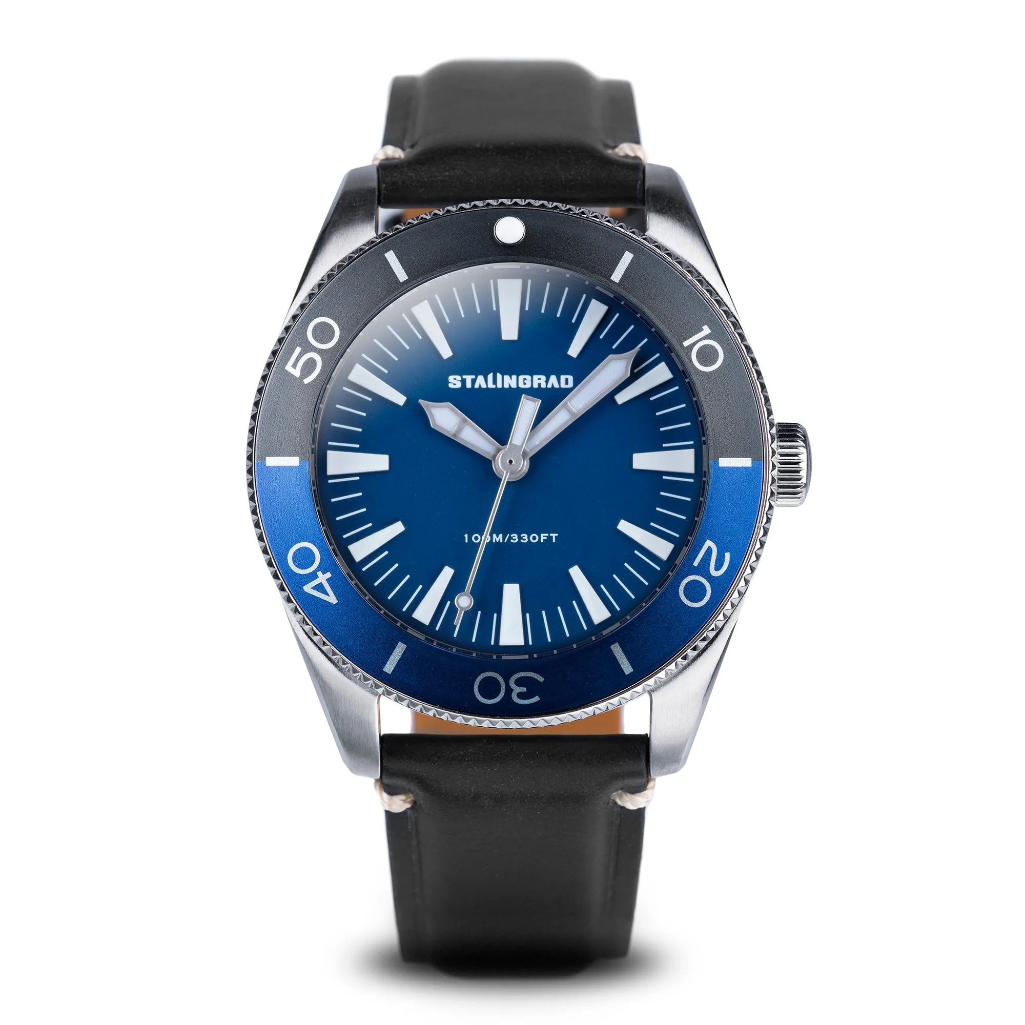 Iron Will. Blue Dial. Black Leather Strap. SG-0012-03