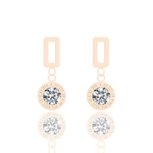 Korean Style Rose Gold Color Long Crystal Earrings