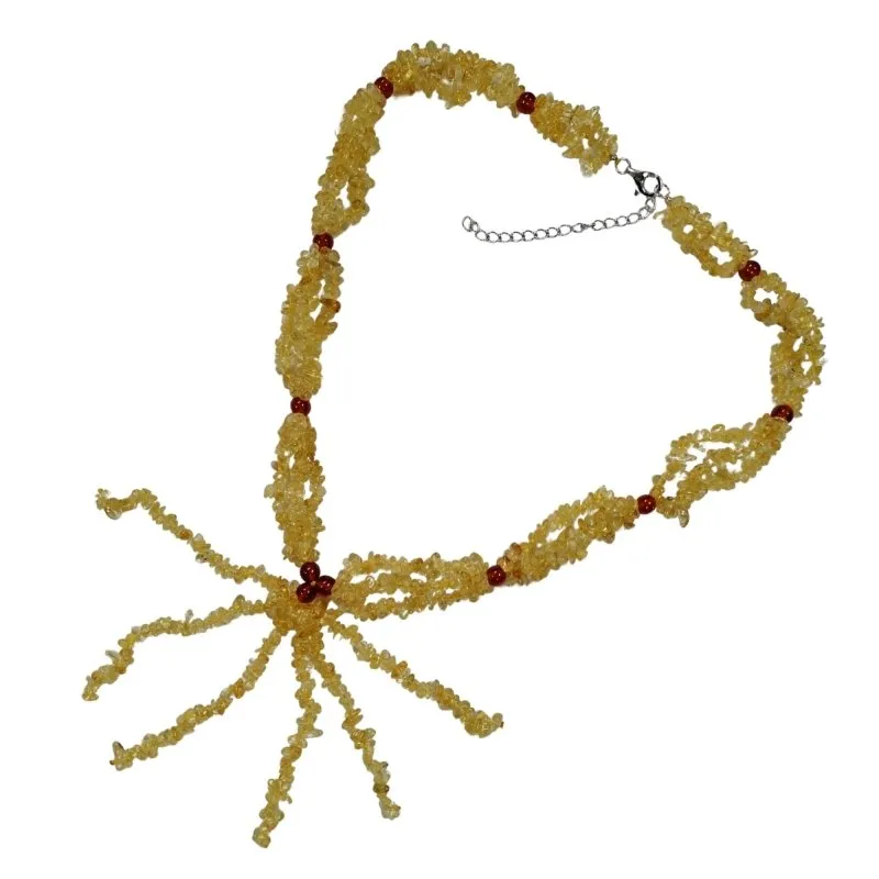Ladies Stylish Natural Citrine and Red Agate Chips Necklace