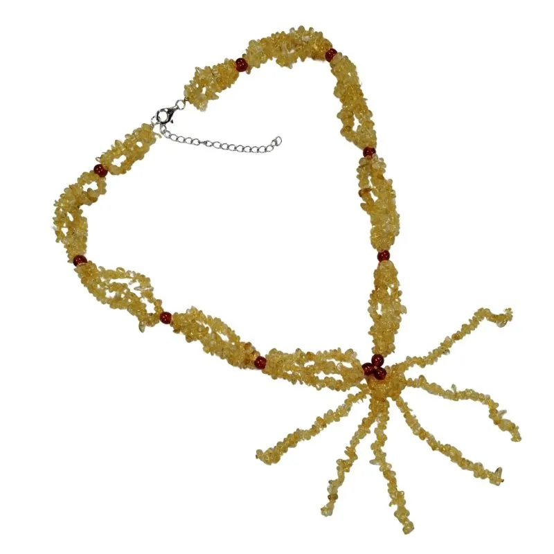 Ladies Stylish Natural Citrine and Red Agate Chips Necklace