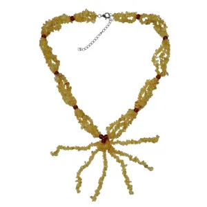 Ladies Stylish Natural Citrine and Red Agate Chips Necklace